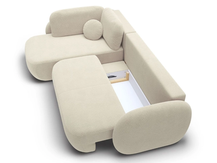Ecksofa mit Schlaffunktion und Bettkasten Links Carino Beige
