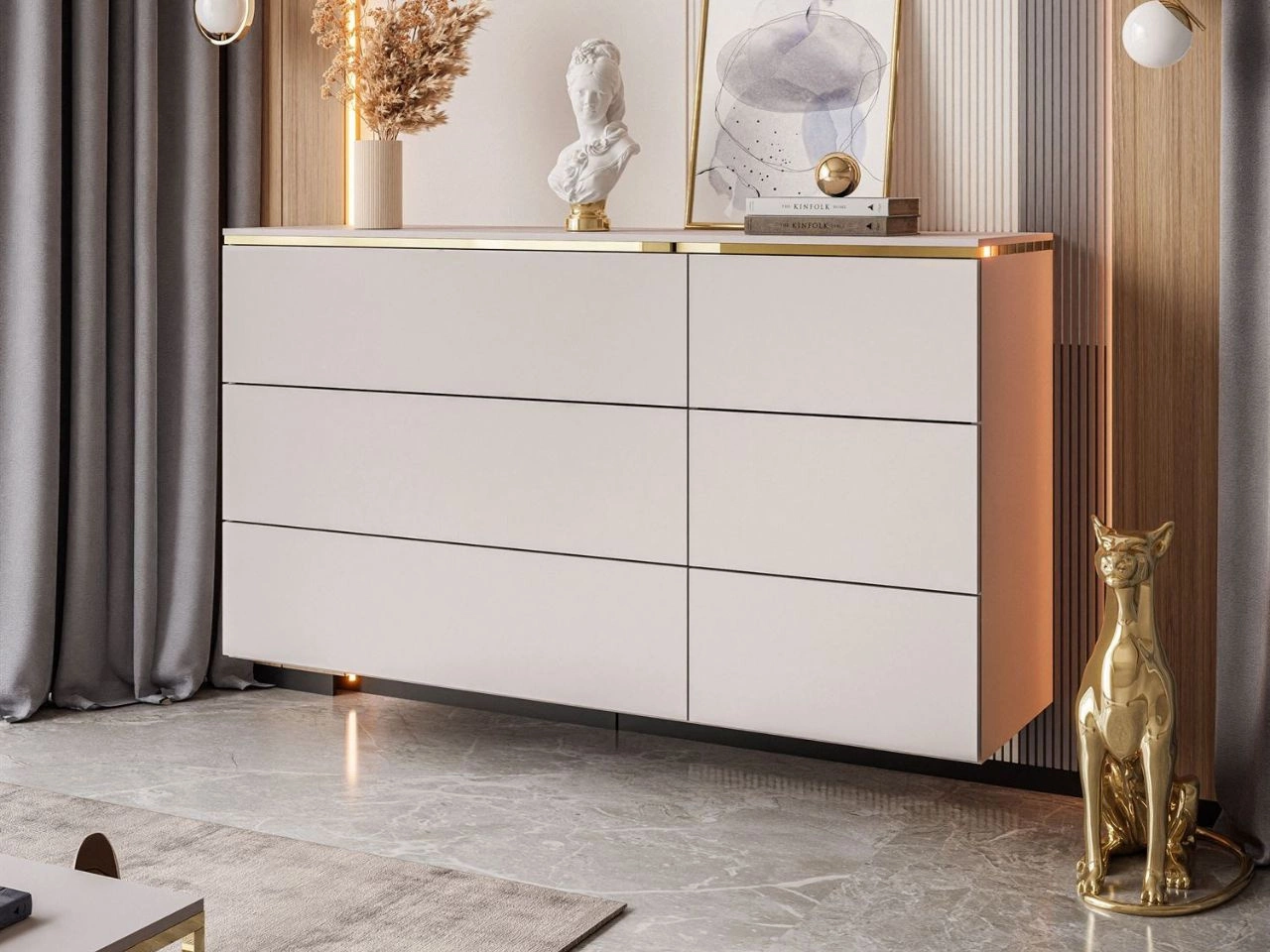 Hängekommode Glamour mit sechs Schubladen Evare Kaschmir