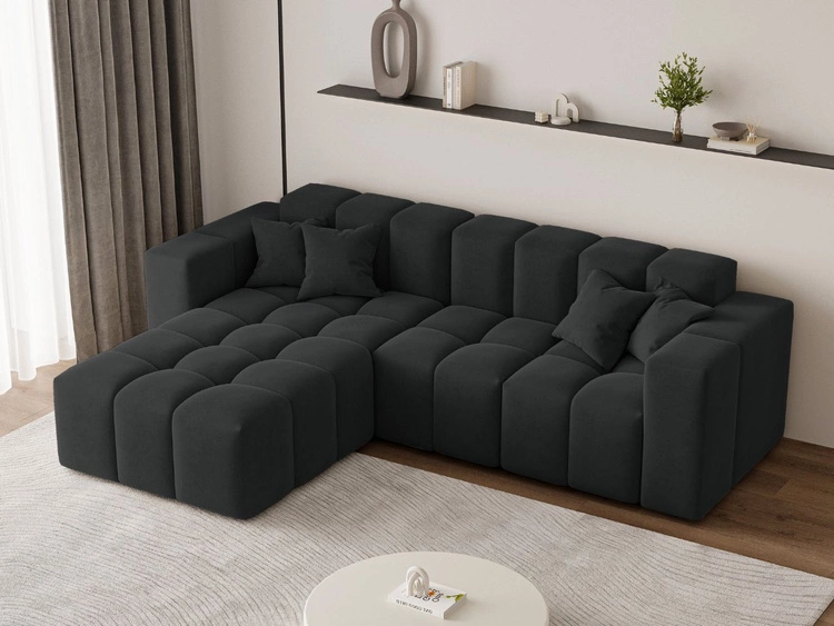 Ecksofa L-Form Links Moderne Ecksofa Loopo Schwarz