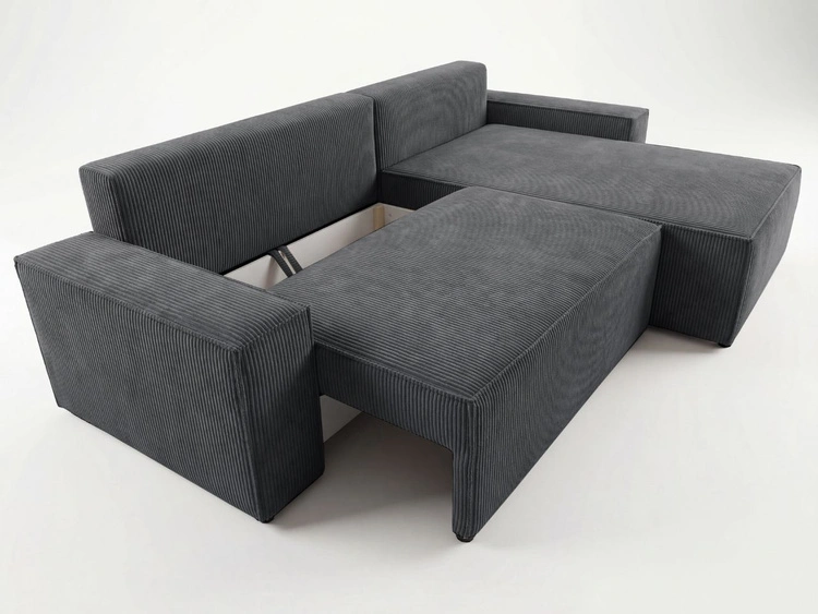 Ecksofa L-Form mit Schlaffunktion und Bettkasten Nivo Graphit