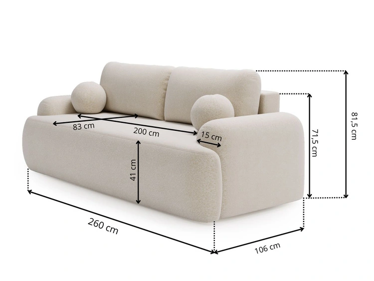 Sofa mit Schlaffunktion und Bettkasten Aurio Hellbraun