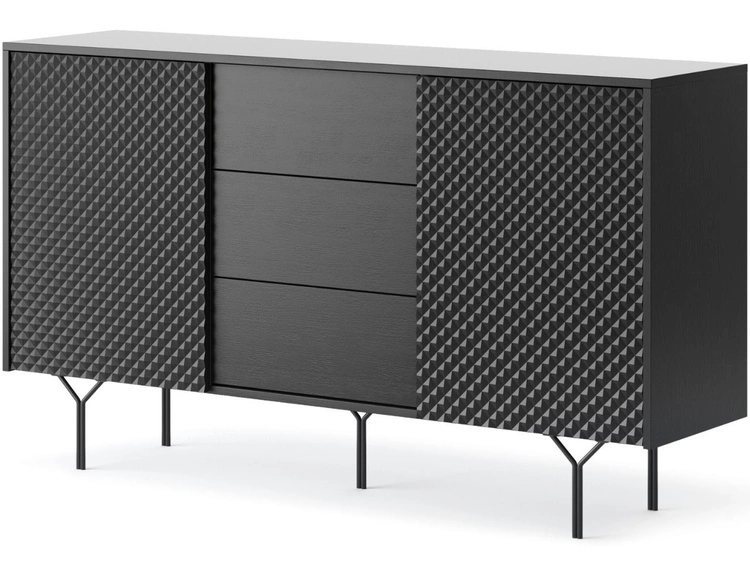 Kommode mit zwei Türen und Schubladen Ravi Schwarz