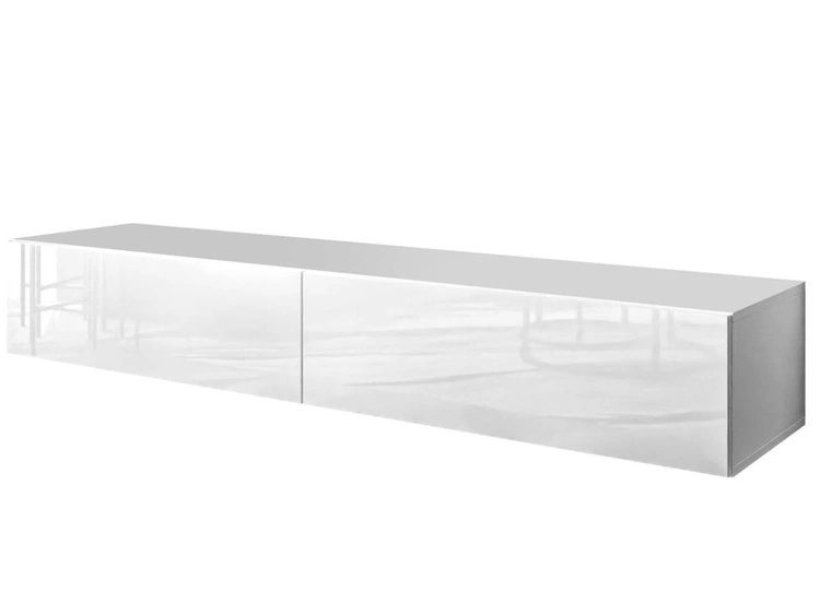 Hängendes TV-Lowboard mit zwei Türen 175 cm mit LED-Beleuchtung Sorelle Weiß Hochglanz