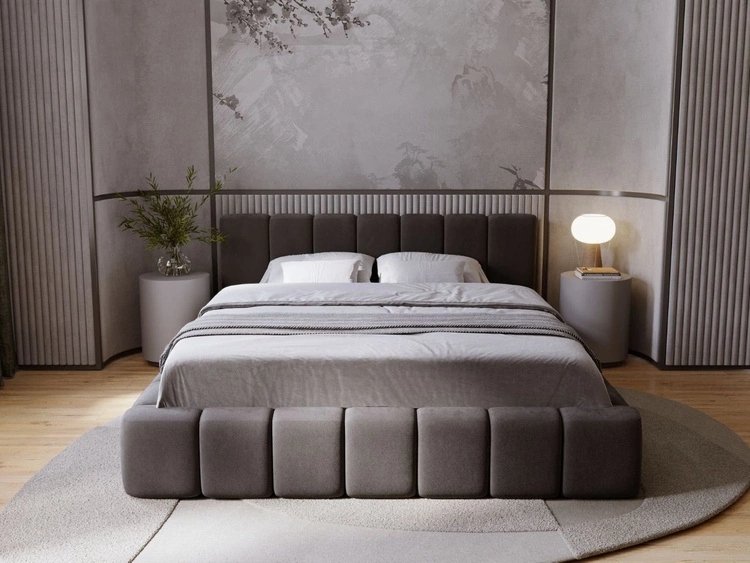 Polsterbett mit Bettkasten und Lattenrost 160x200 Orio Schwarz