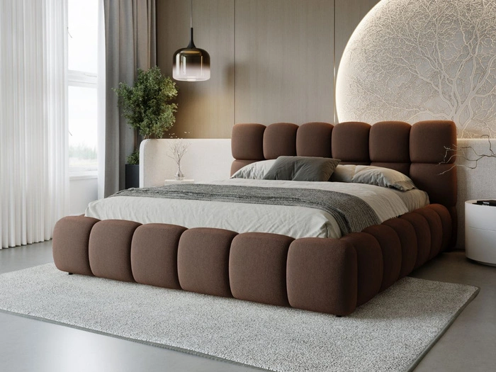 Polsterbett mit Bettkasten und Lattenrost 200x200 Modo Braun