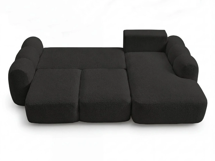 Ecksofa L-Form mit Schlaffunktion und Bettkasten Avelin Rechts Schwarz