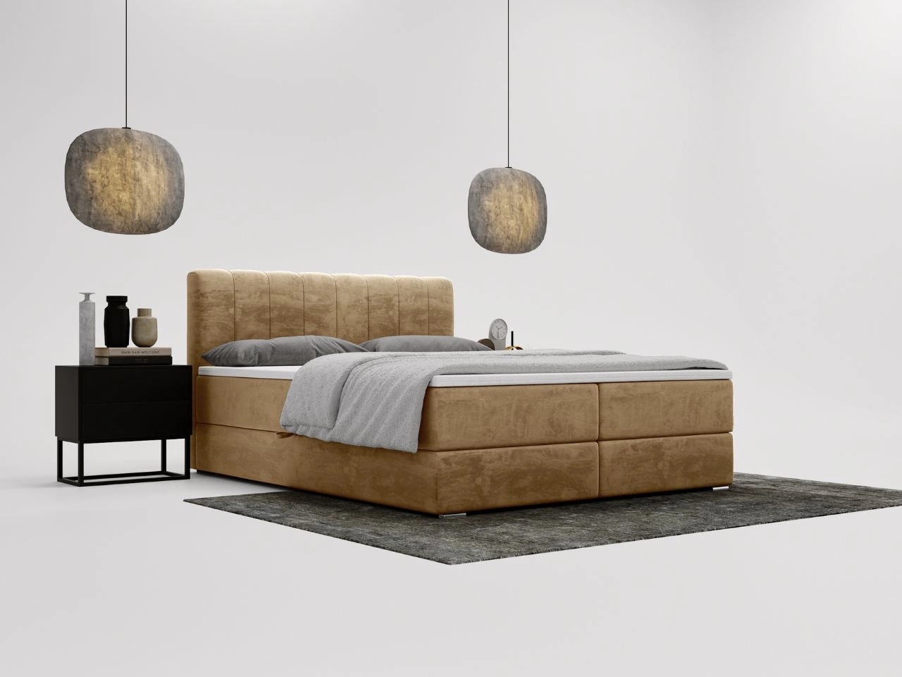 Boxspringbett mit Bettkasten 120x200 Forte Beige