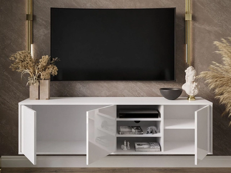 Hängender TV-Schrank mit Türen Vivance Weiß Hochglanz