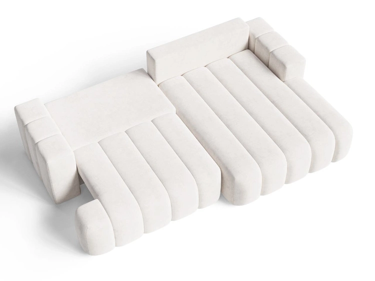Ecksofa L-Form Rechts mit Schlaffunktion und Bettkasten Caleo Creme