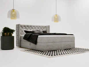 Boxspringbett mit Bettkasten 180x200 Lion Grau