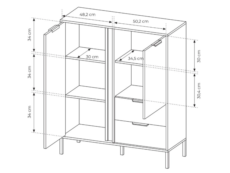 Kommode mit Türen und Schubladen Drino Anthrazit