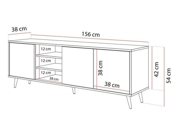 TV-Lowboard mit Türen schwarze Beine Vivance Kaschmir Hochglanz