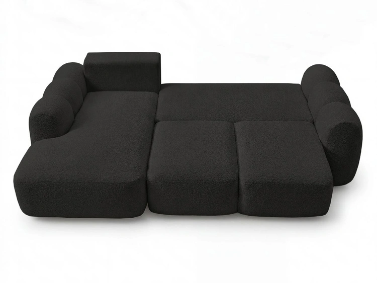 Ecksofa L-Form mit Schlaffunktion und Bettkasten Avelin Links Schwarz
