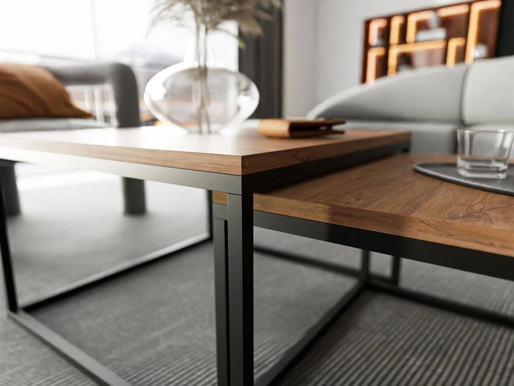 Couchtisch auf schwarzem Gestell Asumi Eiche Stirling 36x42