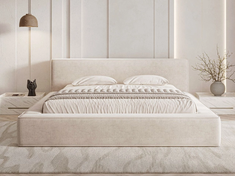 Polsterbett mit Bettkasten und Lattenrost 180x200 Mali Beige