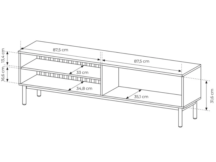 TV-Lowboard mit Türen 180 Loara Eich Evoke, Schwarz