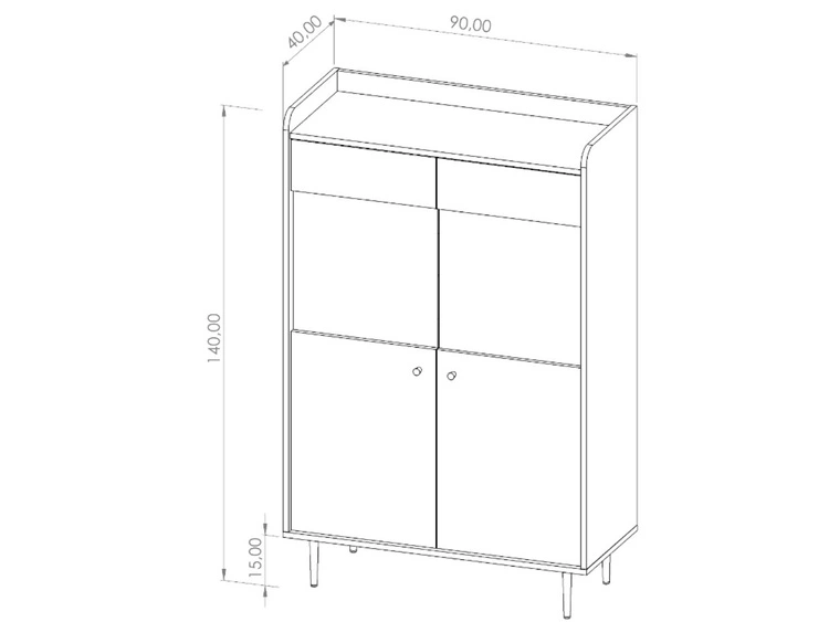 Vitrinenschrank 90 cm Vasa Braun