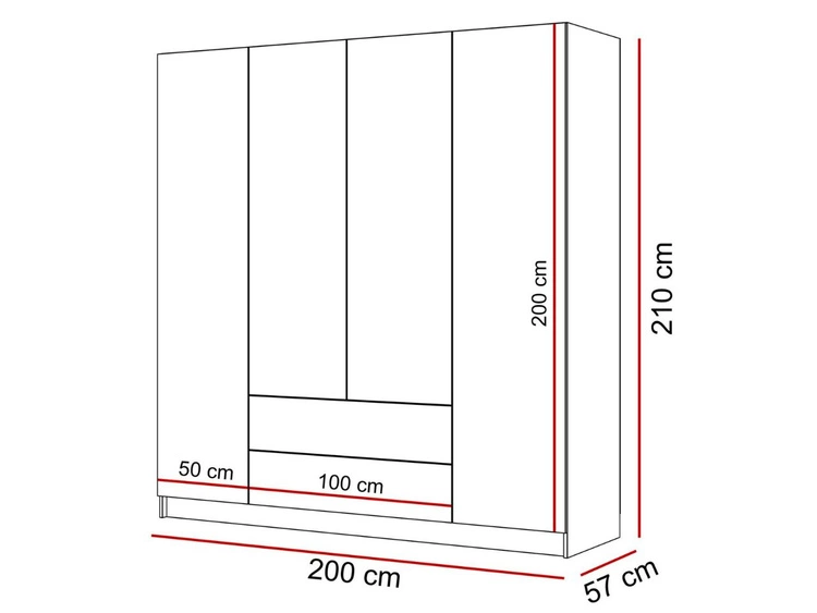 Viertüriger Kleiderschrank mit Drehtüren und Schubladen Ameli Kaschmir