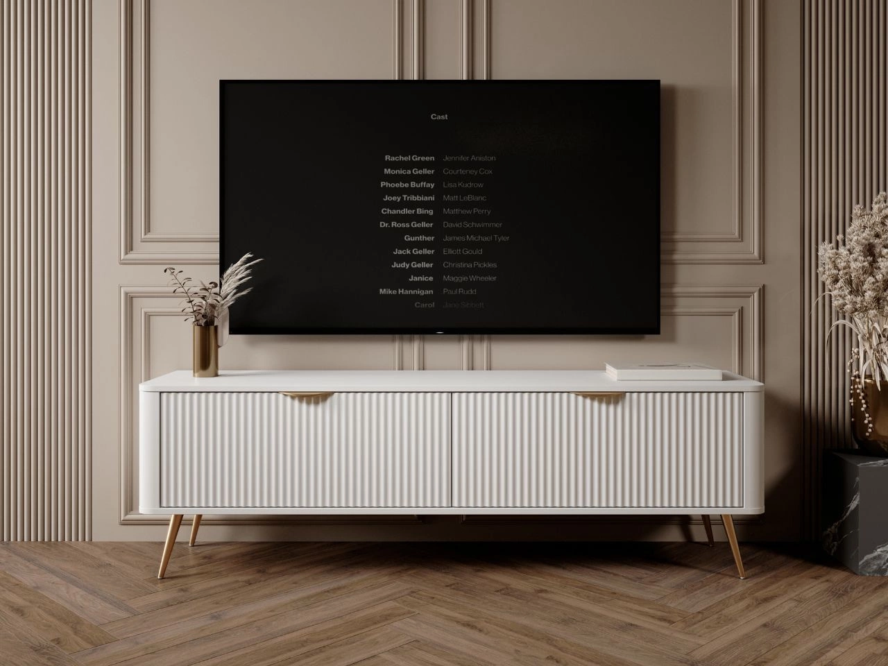 TV-Lowboard mit Türen 163 cm Latina Weiß