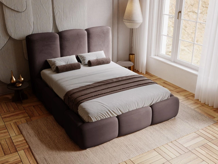 Polsterbett mit Bettkasten und Lattenrost 120x200 Bubble Braun