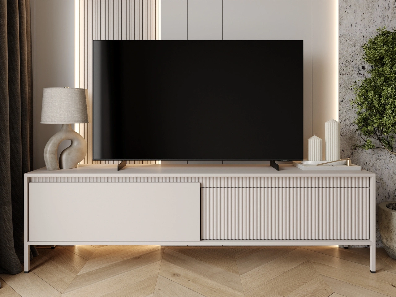 TV-Lowboard mit Türen 187 cm Sorano Beige