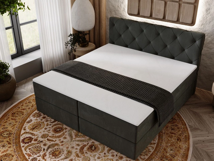 Boxspringbett mit Bettkasten 180x200 Napoli Dunkelgrau