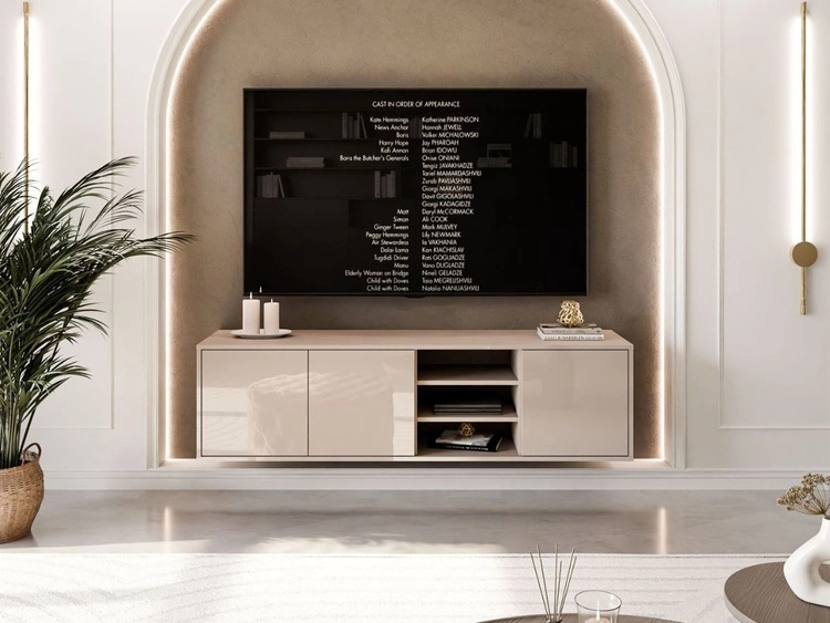 Hängender TV-Schrank mit Türen Vivance Kaschmir Hochglanz