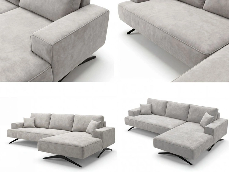 Ecksofa L-Form auf Metallbeinen Leto Rechts Grau