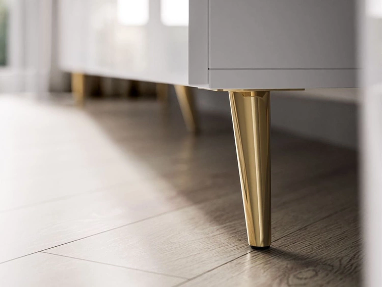 Wohnwand für das Wohnzimmer auf Goldenen Metallbeinen Noaé Weiß Hochglanz