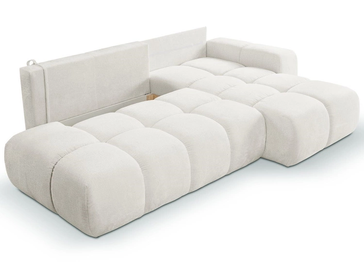 Ecksofa L-Form Rechts mit Schlaffunktion und Bettkasten Sile L Hellbeige