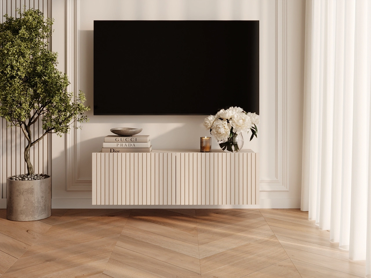 TV-Lowboard mit Türen 100 cm Kioto Cashmere
