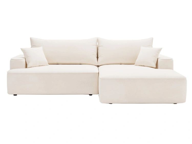Ecksofa L-Form Rechts mit Schlaffunktion und Bettkasten California Creme