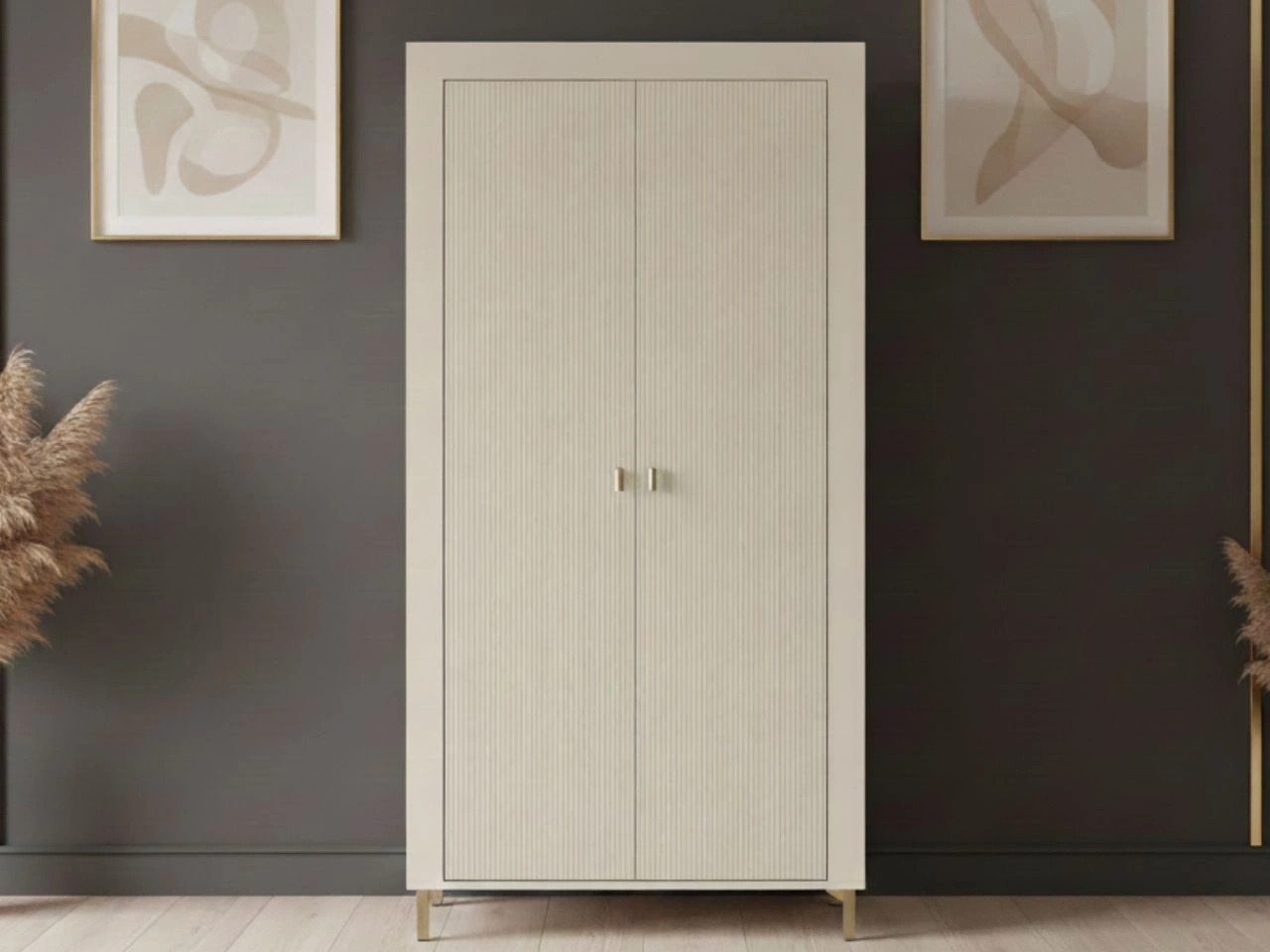 Kleiderschrank mit Drehtüren und Kleiderstange Messina Kaschmir