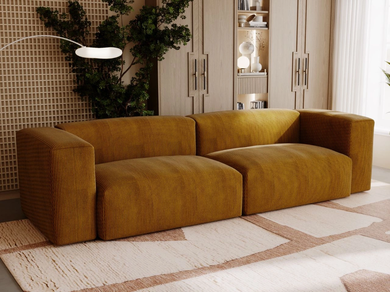 Sofa Moderne Cord Sofa für Wohnzimmer Landi Honigfarben