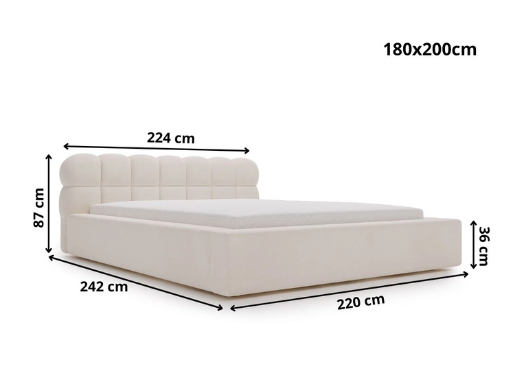 Polsterbett mit Bettkasten und Lattenrost 180x200 Plaza Grau