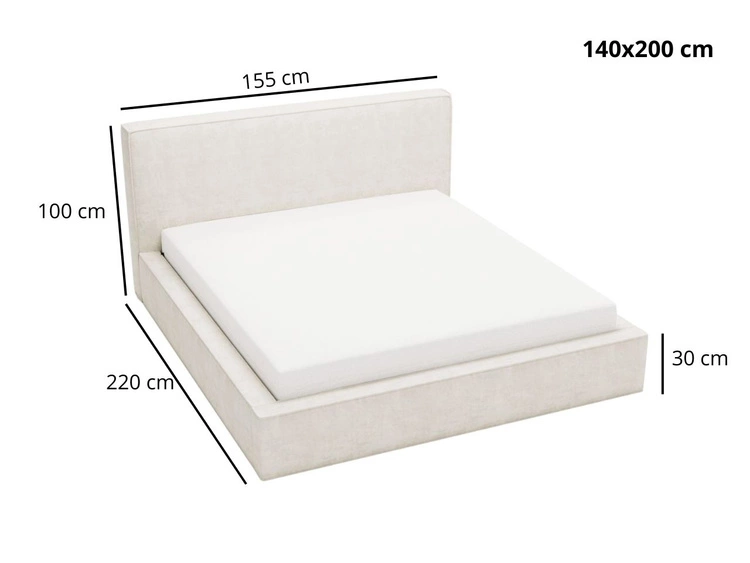 Polsterbett mit Bettkasten und Lattenrost 180x200 Monaco Beige