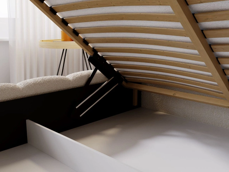 Polsterbett mit Bettkasten und Lattenrost 180x200 Cloud Bouclé-Stoff Beige