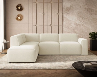Ecksofa L-Form Links Eluno Bouclé-Stoff Hellbeige