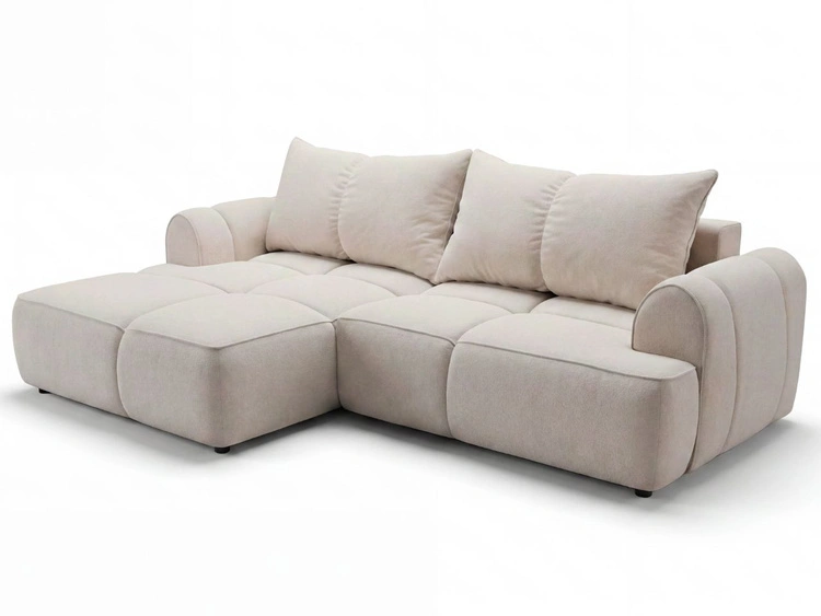 Ecksofa L-Form Links mit Schlaffunktion und Bettkasten Bonno Beige
