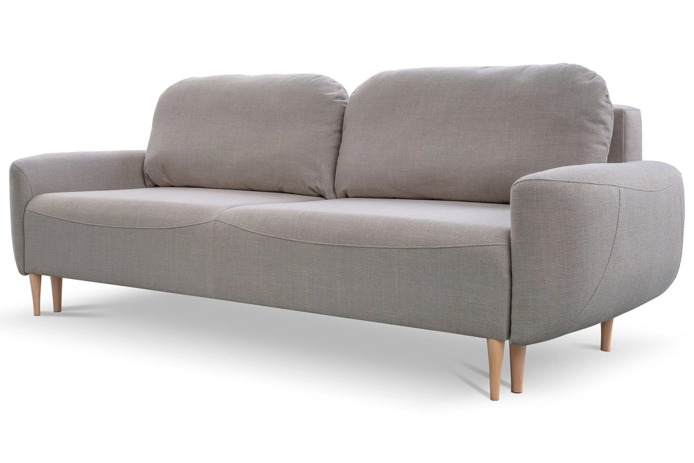 Sofa mit Schlaffunktion Biga auf Holzbeinen Grau beige