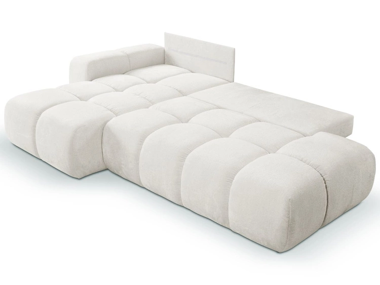 Ecksofa L-Form Links mit Schlaffunktion und Bettkasten Sile L Hellbeige