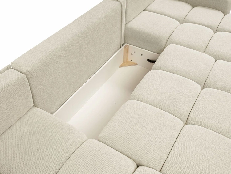 Wohnlandschaft mit Schlaffunktion und Bettkasten Sile U Hellbeige