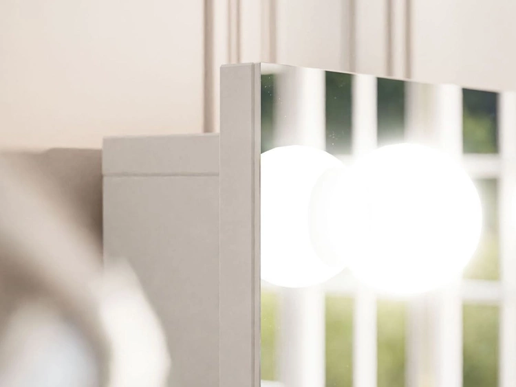 Schminktisch mit Spiegel, Schubladen und LED Melo Elite Weiß Matt