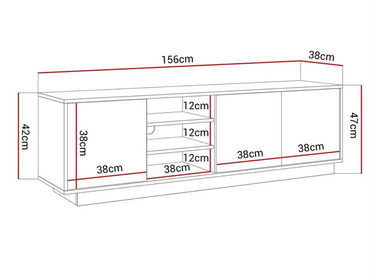 TV-Lowboard mit Türen Vivance Weiß Hochglanz