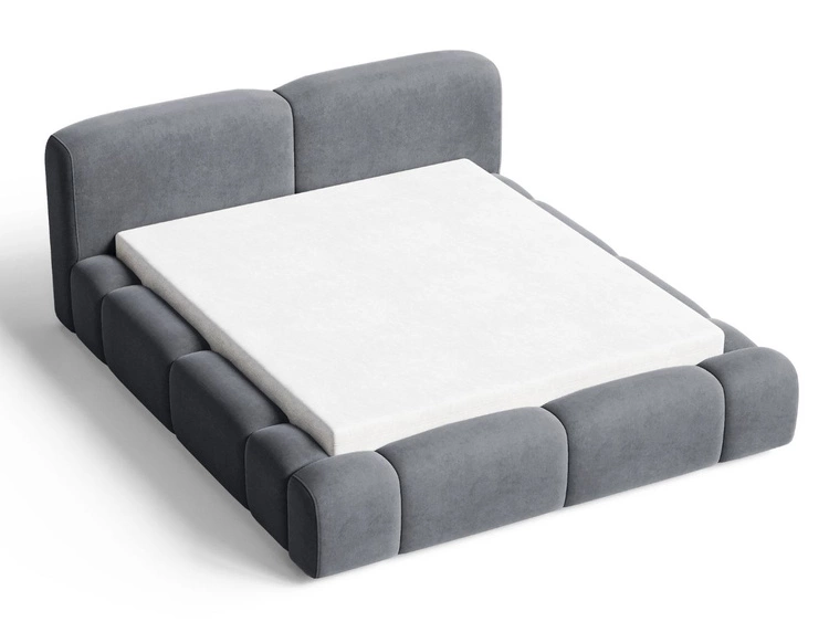 Polsterbett mit Bettkasten und Lattenrost 140x200 Aubi Dunkelgrau