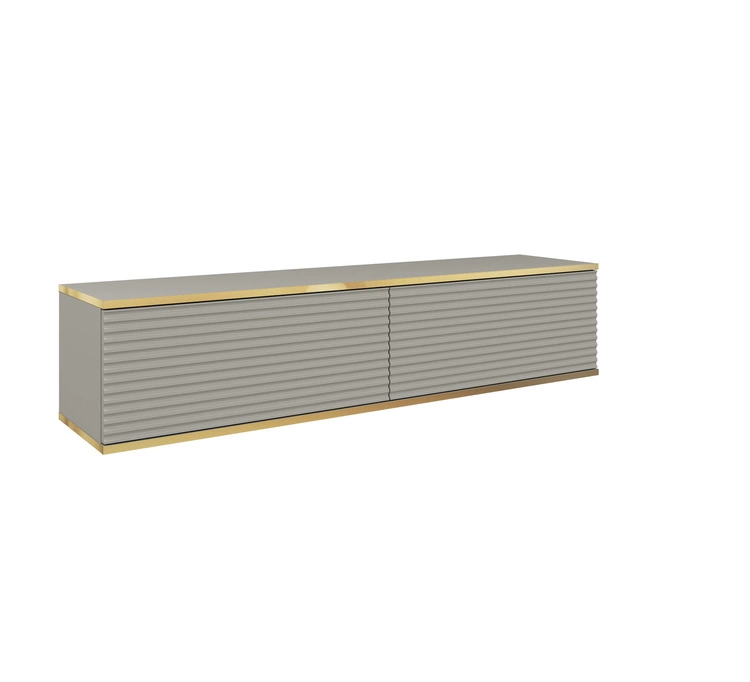 Hänge Lowboard-TV Diolo mit goldenen Einsätzen Grau 135 cm