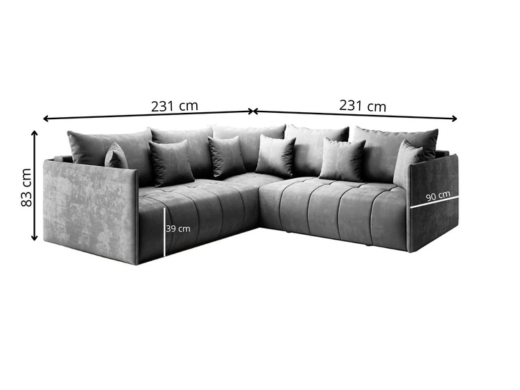 Ecksofa L-Form mit Schlaffunktion und Bettkasten Ardi L Hellgrau