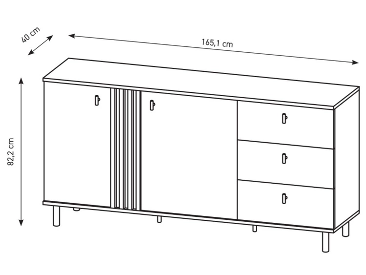 Kommode mit Türen und Schubladen Malone Artisan Eiche, Schwarz