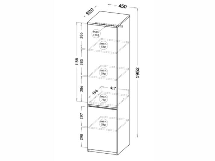 Kleiderschrank mit Drehtüren 45 Arcadia Weiß