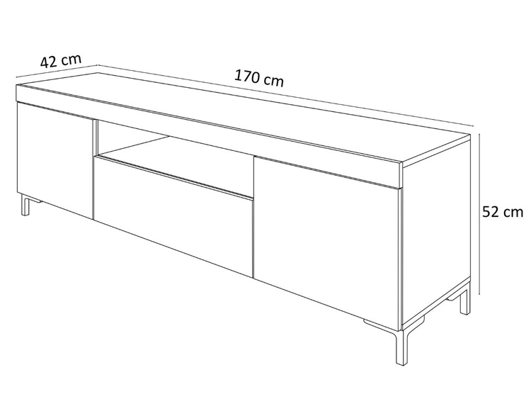 TV-Lowboard Asumi mit Türen und Schublade – Schwarz matt und Eiche Wotan